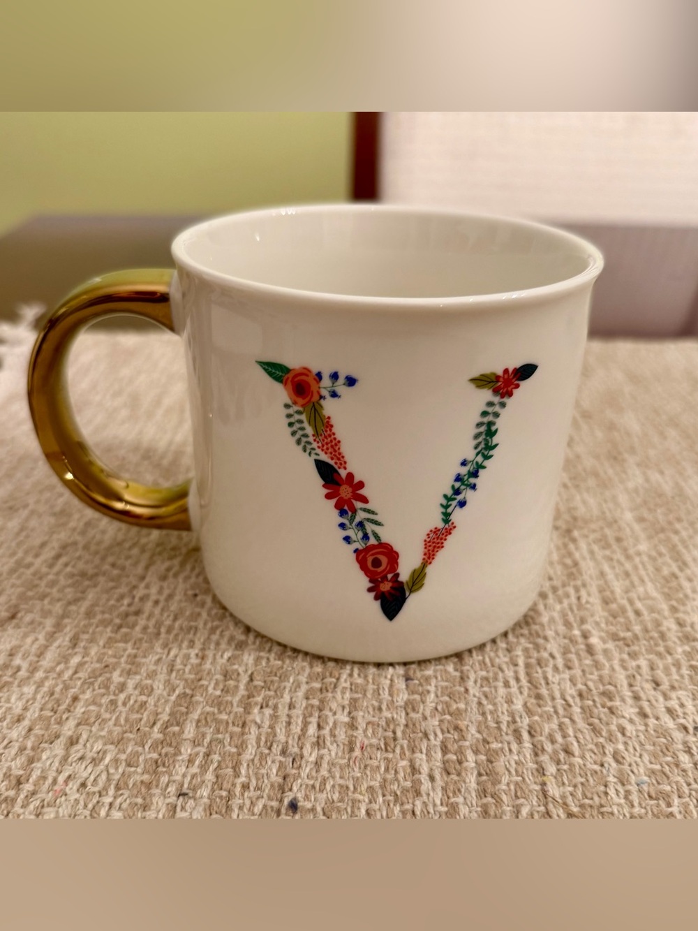 Opalhouse Floral Monogram ‘V’ Ceramic Mug